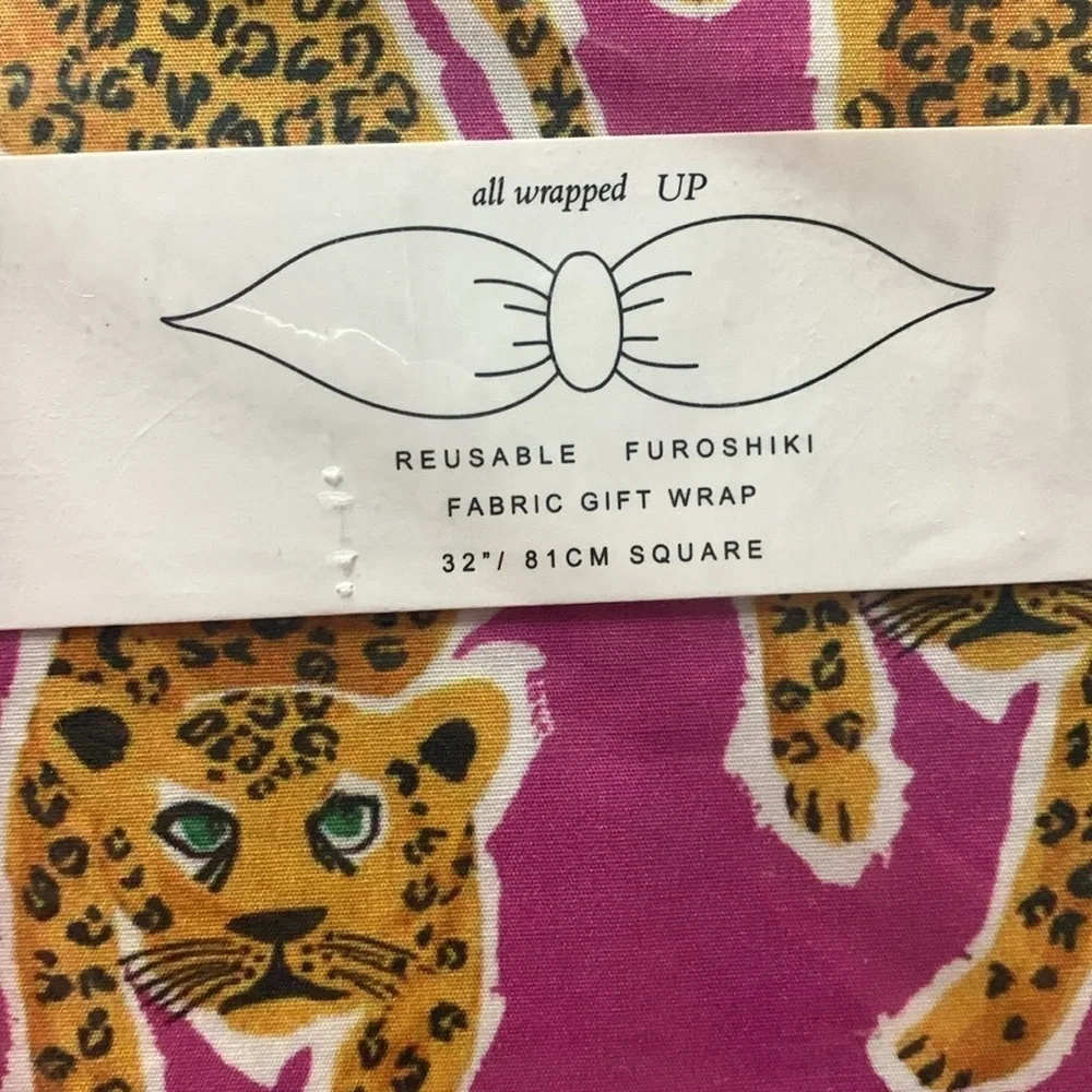 Anthropologie All Wrapped Up Cheetah Reusable Furoshiki fabric gift wrap 1 pack
